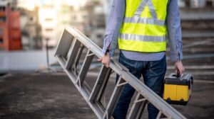 Many construction site injuries involve ladders